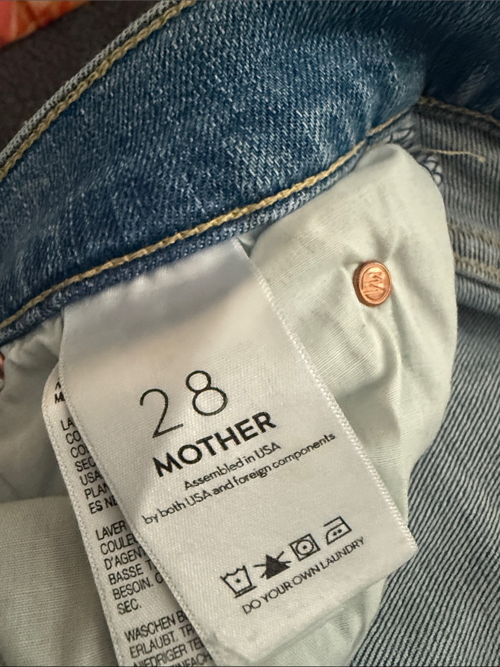 MOTHER mid rise dazzler crop fray. Light Blue Straight-Leg Jeans with Frayed Hem - Picture 6 of 8